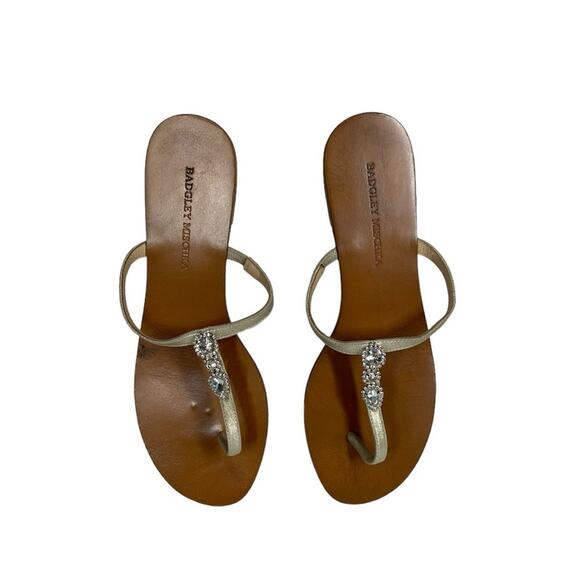 Badgley Mischka Gold and Brown Sandals with Elegant Design - Picture 1 of 10